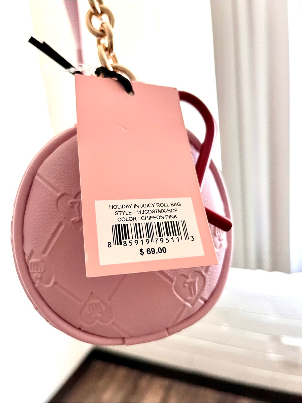 Juicy Couture Light Pink Quilted mini Scotty Shoulder Bag with Heart Charm